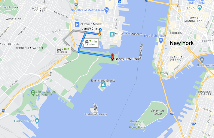 What Is A Relative Location Of The Statue Of Liberty